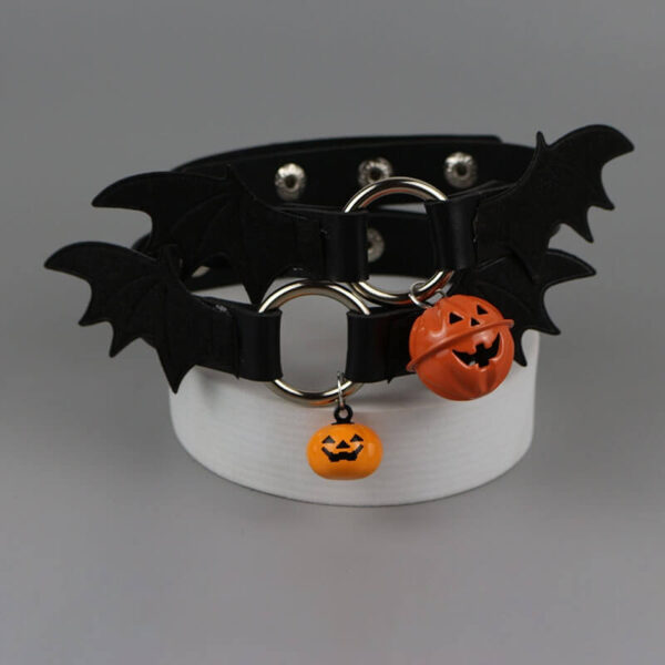 Halloween pumpkin bell evil choker