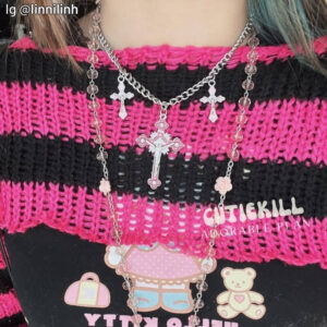 pink cross necklace