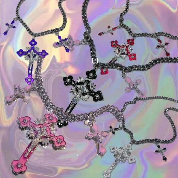 pink cross necklace - Image 2