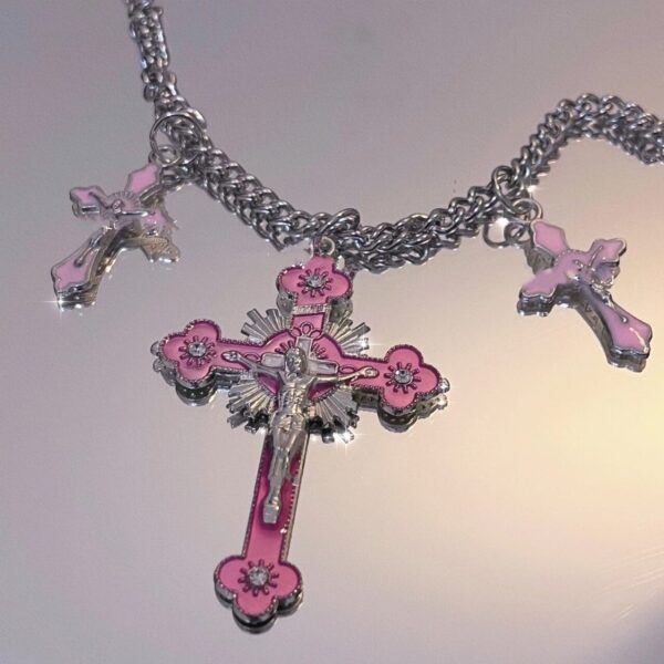 pink cross necklace - Image 4